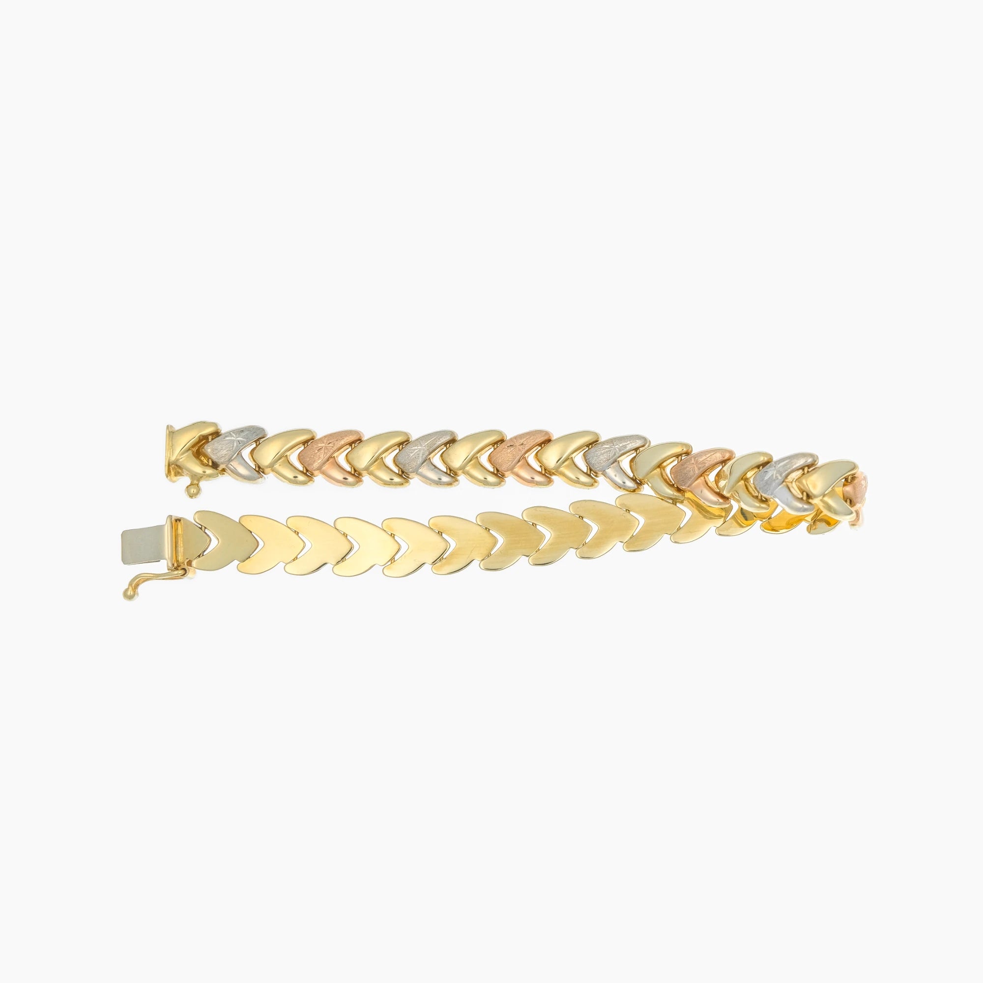 Dreifarbiges Weizenähren-Armband 14K