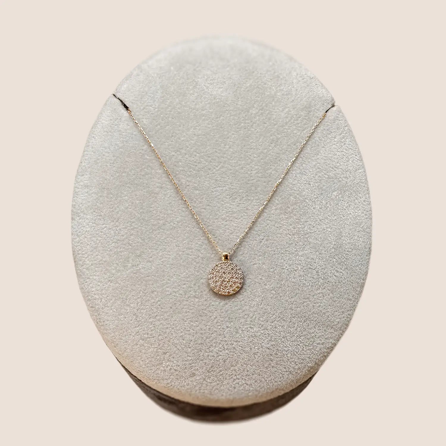 Gold Scheibenanhänger – Glitz Disc Kette | Elegante Gold Disc Pendant Necklace für Damen- Anadolu Juwelier 