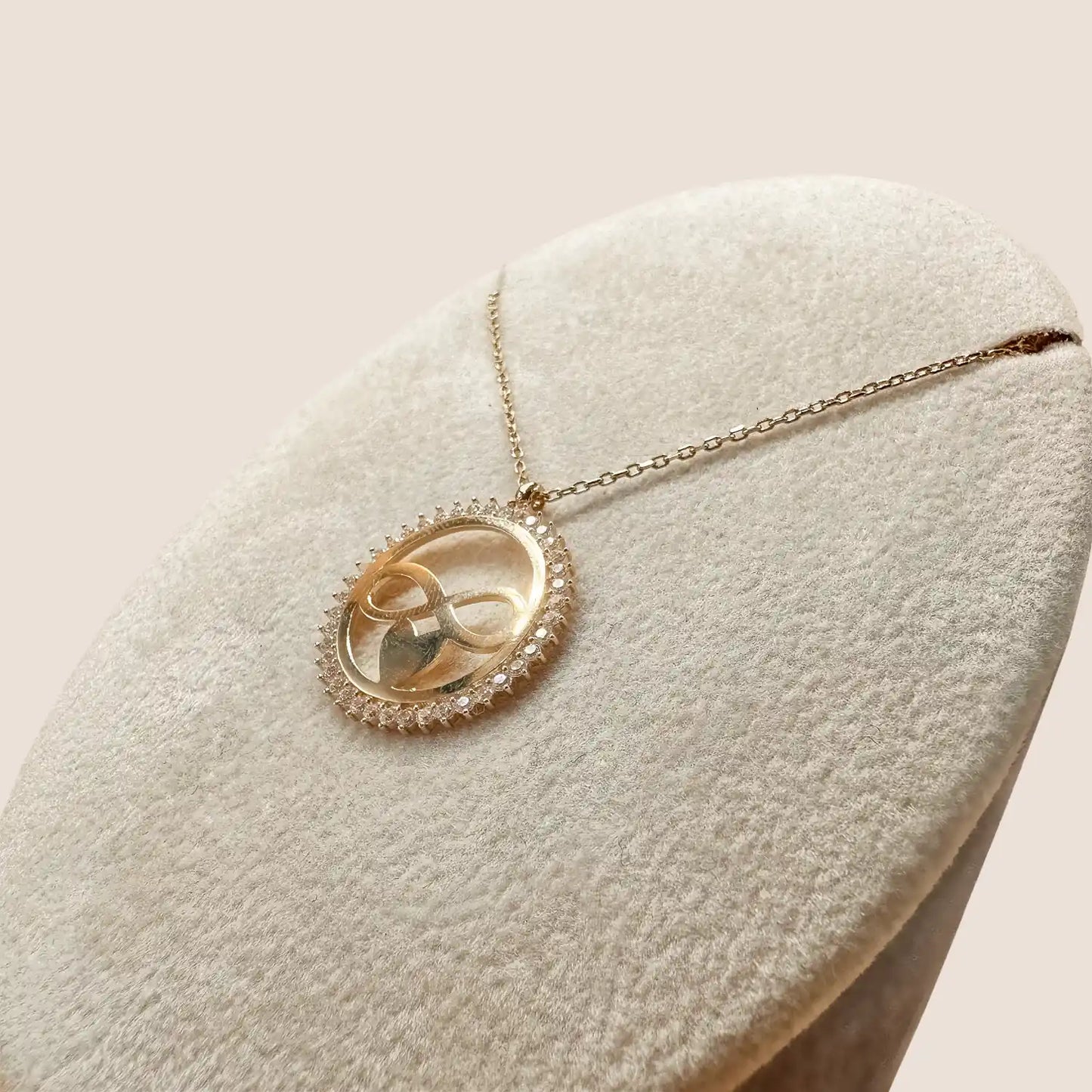 Klassische Gold Mask Kette aus 14 Karat Gelbgold mit Zirkonia-Steinchen- Anadolu Juweliere