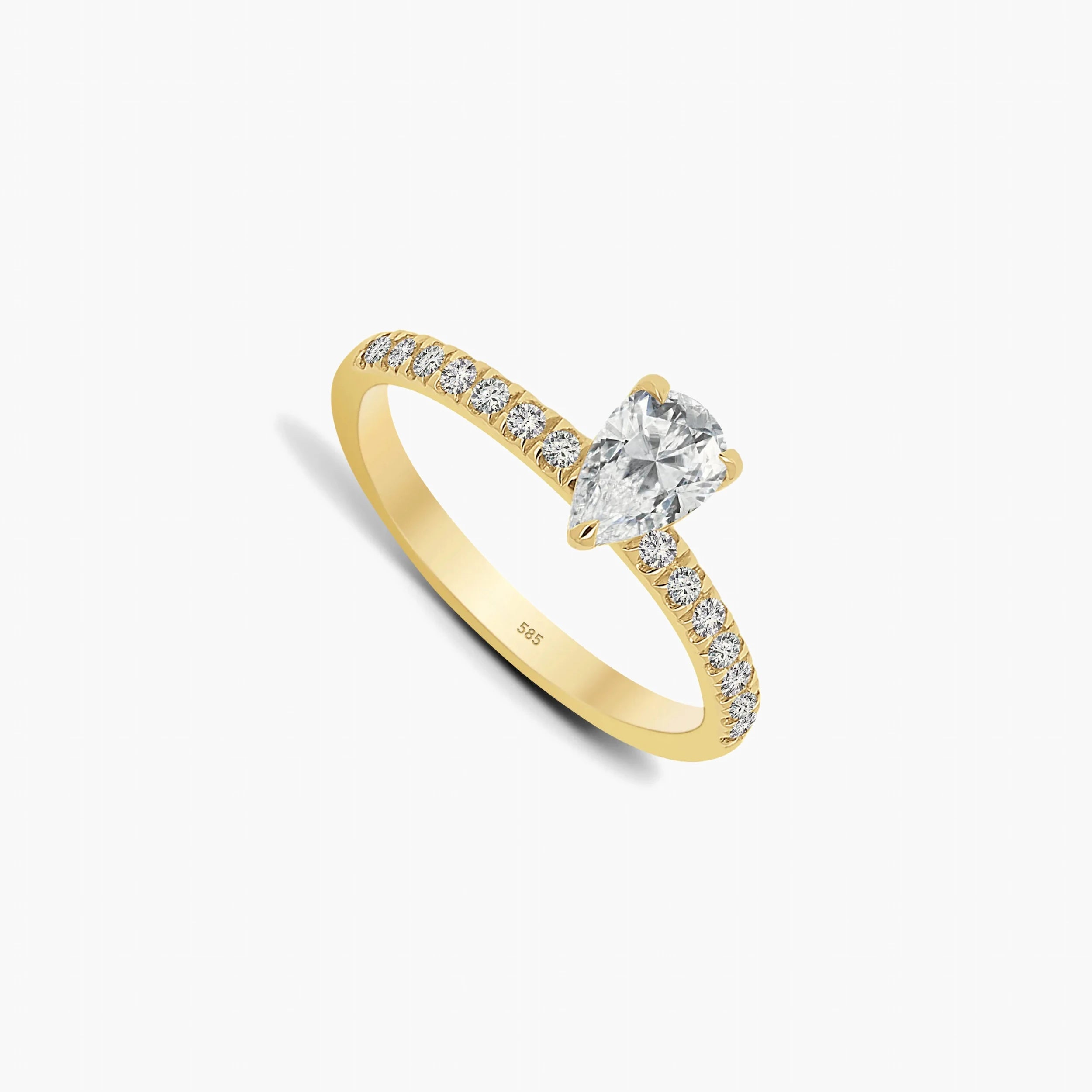 Nocturne 14K Gold Verlobungsring mit Tropfen-Diamant (0,25 ct) und Pavé-Diamanten (0,18 ct) in Gelb-/Weiß-/Roségold