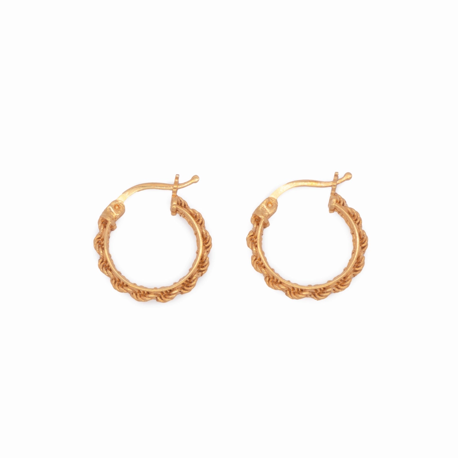 Vintage Geflochtene Creolen Ohrringe aus 22 Karat (916er) Gelbgold – Gedrehtes Flechtmuster, klassisch und sportlich elegant

